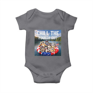 Funny Americana Cat Squad Baby Onesie Chill The Fourth Out TS12 Charcoal Print Your Wear