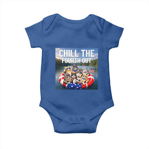 Funny Americana Cat Squad Baby Onesie Chill The Fourth Out TS12 Royal Blue Print Your Wear