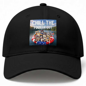 Funny Americana Cat Squad Baseball Cap Chill The Fourth Out