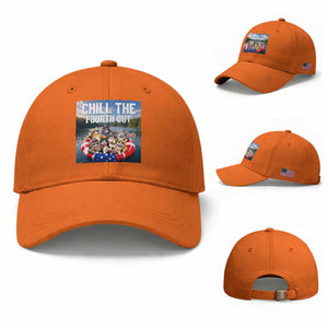 Funny Americana Cat Squad Baseball Cap Chill The Fourth Out