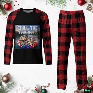 Funny Americana Cat Squad Plaid Pajama Set Chill The Fourth Out TS12 Buffalo Plaid Print Your Wear