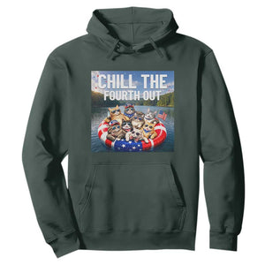 Funny Americana Cat Squad Hoodie Chill The Fourth Out TS12 Dark Forest Green Print Your Wear