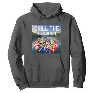 Funny Americana Cat Squad Hoodie Chill The Fourth Out TS12 Dark Heather Print Your Wear
