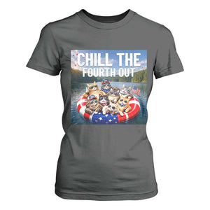 Funny Americana Cat Squad T Shirt For Women Chill The Fourth Out TS12 Dark Heather Print Your Wear
