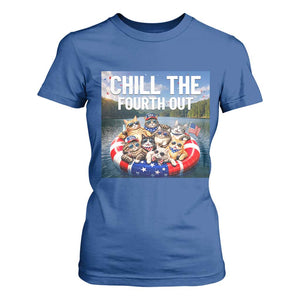 Funny Americana Cat Squad T Shirt For Women Chill The Fourth Out TS12 Royal Blue Print Your Wear