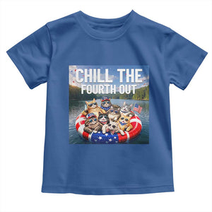 Funny Americana Cat Squad Toddler T Shirt Chill The Fourth Out TS12 Royal Blue Print Your Wear