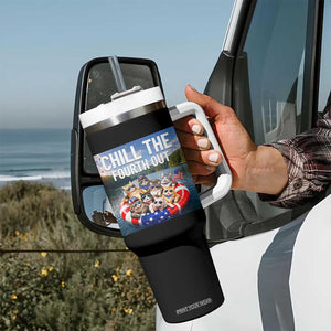 Funny Americana Cat Squad Tumbler With Handle Chill The Fourth Out