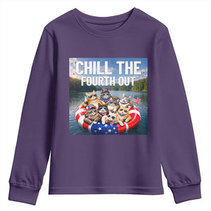 Funny Americana Cat Squad Youth Sweatshirt Chill The Fourth Out TS12 Purple Print Your Wear