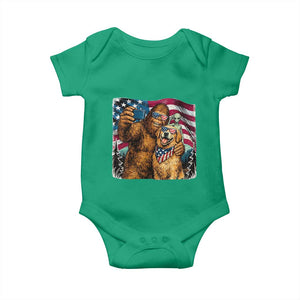 Funny Patriotic Bigfoot Golden Retriever Selfie Squad Baby Onesie TS12 Irish Green Print Your Wear