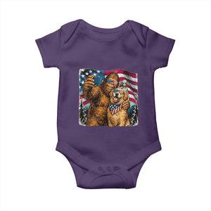 Funny Patriotic Bigfoot Golden Retriever Selfie Squad Baby Onesie TS12 Purple Print Your Wear