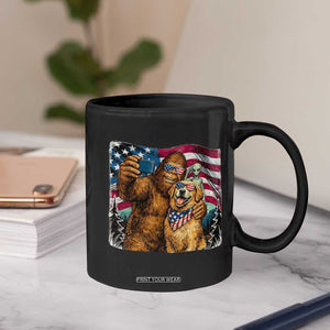Funny Patriotic Bigfoot Golden Retriever Selfie Squad Coffee Mug TS12 Print Your Wear
