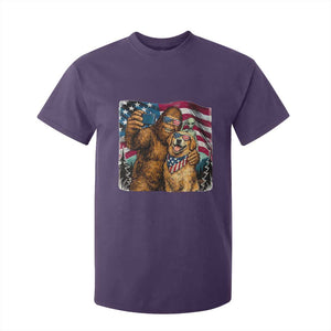 Funny Patriotic Bigfoot Golden Retriever Selfie Squad T Shirt For Kid TS12 Purple Print Your Wear