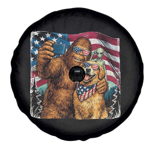 Funny Patriotic Bigfoot Golden Retriever Selfie Squad Spare Tire Cover TS12 Print Your Wear