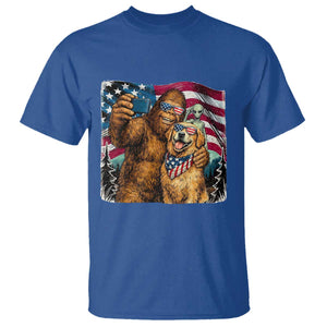 Funny Patriotic Bigfoot Golden Retriever Selfie Squad T Shirt TS12 Royal Blue Print Your Wear