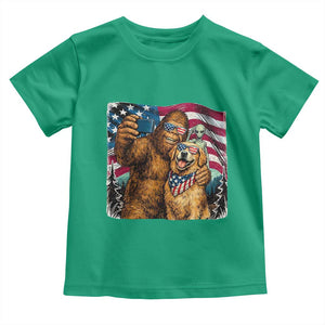 Funny Patriotic Bigfoot Golden Retriever Selfie Squad Toddler T Shirt TS12 Irish Green Print Your Wear