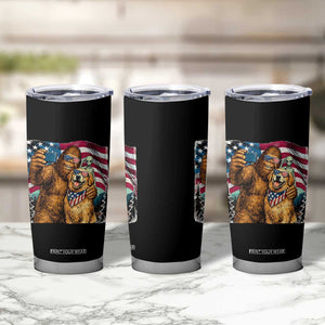 Funny Patriotic Bigfoot Golden Retriever Selfie Squad Tumbler Cup