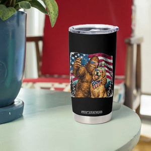Funny Patriotic Bigfoot Golden Retriever Selfie Squad Tumbler Cup