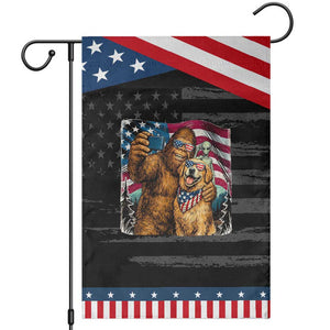 Funny Bigfoot Golden Retriever Selfie Squad Patriotic Garden Flag TS12 Distressed Black Blue Print Your Wear