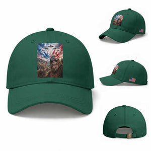 Patriotic Bigfoot 4th Of July Selfie Baseball Cap Funny USA Freedom Jet Fighter Graphic TS12 Baseball Cap Universal Fit Irish Green Print Your Wear
