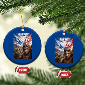 Patriotic Bigfoot 4th Of July Selfie Ceramic Ornament Funny USA Freedom Jet Fighter Graphic TS12 1pc Blue Print Your Wear