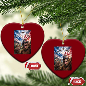 Patriotic Bigfoot 4th Of July Selfie Ceramic Ornament Funny USA Freedom Jet Fighter Graphic TS12 Print Your Wear