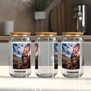 Patriotic Bigfoot 4th Of July Selfie Glass Can Funny USA Freedom Jet Fighter Graphic TS12 Print Your Wear