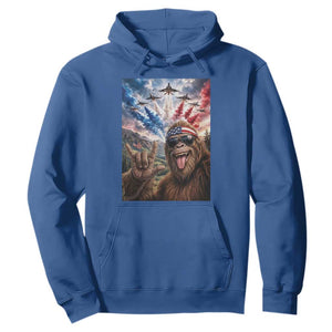 Patriotic Bigfoot 4th Of July Selfie Hoodie Funny USA Freedom Jet Fighter Graphic TS12 Royal Blue Print Your Wear