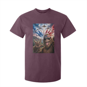 Patriotic Bigfoot 4th Of July Selfie T Shirt For Kid Funny USA Freedom Jet Fighter Graphic TS12 Maroon Print Your Wear