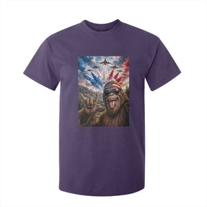 Patriotic Bigfoot 4th Of July Selfie T Shirt For Kid Funny USA Freedom Jet Fighter Graphic TS12 Purple Print Your Wear