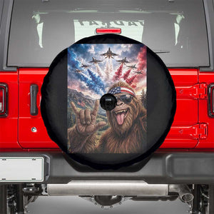 Patriotic Bigfoot 4th Of July Selfie Spare Tire Cover Funny USA Freedom Jet Fighter Graphic TS12 Black Print Your Wear