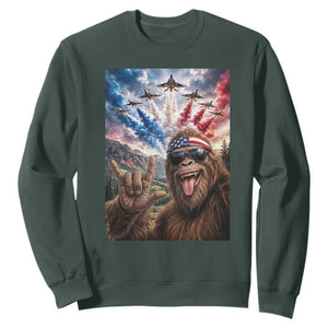 Patriotic Bigfoot 4th Of July Selfie Sweatshirt Funny USA Freedom Jet Fighter Graphic