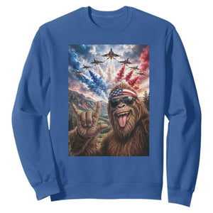 Patriotic Bigfoot 4th Of July Selfie Sweatshirt Funny USA Freedom Jet Fighter Graphic