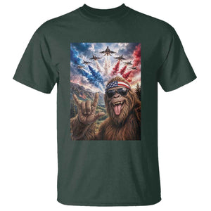 Patriotic Bigfoot 4th Of July Selfie T Shirt Funny USA Freedom Jet Fighter Graphic TS12 Dark Forest Green Print Your Wear