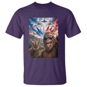 Patriotic Bigfoot 4th Of July Selfie T Shirt Funny USA Freedom Jet Fighter Graphic TS12 Purple Print Your Wear