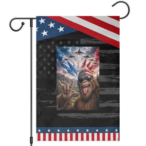 Funny Bigfoot 4th Of July Selfie Patriotic Garden Flag Funny USA Freedom Jet Fighter Graphic TS12 Distressed Black Blue Print Your Wear