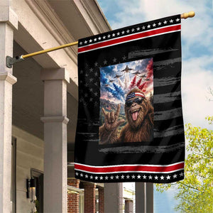 Funny Bigfoot 4th Of July Selfie Patriotic Garden Flag Funny USA Freedom Jet Fighter Graphic TS12 Distressed Black Red Print Your Wear