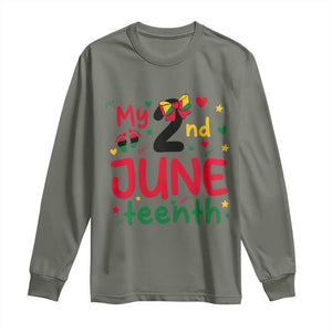 My Second Juneteenth Long Sleeve Shirt African American Baby Freedom Day TS12 Military Green Print Your Wear