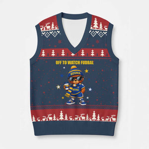 Funny Bosnia Teddy Bear Game Day Gift V-Neck Knit Sweater Vest Off To Watch Fudbal