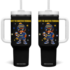 Funny Bosnia Teddy Bear Game Day Gift Tumbler With Handle Off To Watch Fudbal