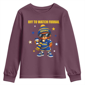 Funny Bosnia Teddy Bear Game Day Gift Youth Sweatshirt Off To Watch Fudbal