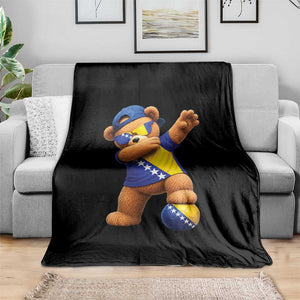 Funny Bosnia Teddy Bear Dabbing Fudbal Fan Gift Throw Blanket