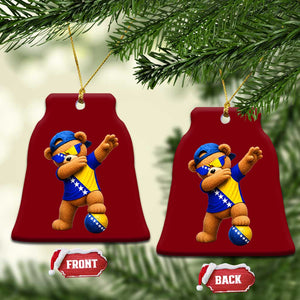 Funny Bosnia Teddy Bear Dabbing Fudbal Fan Gift Ceramic Ornament