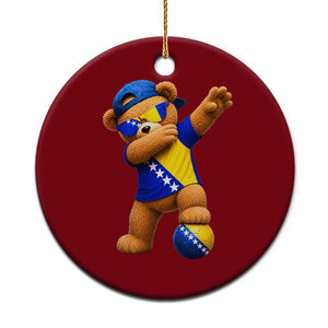 Funny Bosnia Teddy Bear Dabbing Fudbal Fan Gift Ceramic Ornament
