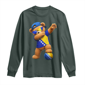 Funny Bosnia Teddy Bear Dabbing Fudbal Fan Gift Long Sleeve Shirt