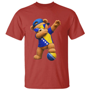 Funny Bosnia Teddy Bear Dabbing Fudbal Fan Gift T Shirt