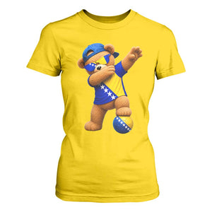 Funny Bosnia Teddy Bear Dabbing Fudbal Fan Gift T Shirt For Women