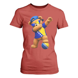 Funny Bosnia Teddy Bear Dabbing Fudbal Fan Gift T Shirt For Women