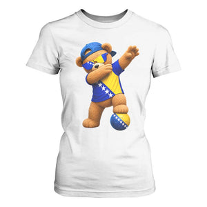 Funny Bosnia Teddy Bear Dabbing Fudbal Fan Gift T Shirt For Women