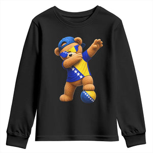 Funny Bosnia Teddy Bear Dabbing Fudbal Fan Gift Youth Sweatshirt