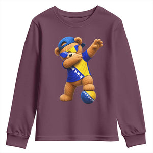 Funny Bosnia Teddy Bear Dabbing Fudbal Fan Gift Youth Sweatshirt